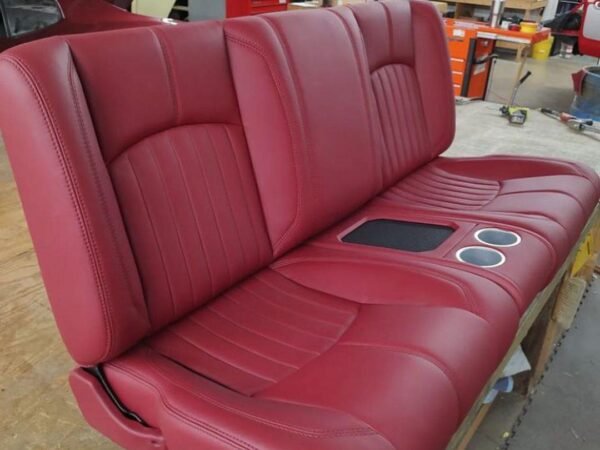 Bench seat into red leather