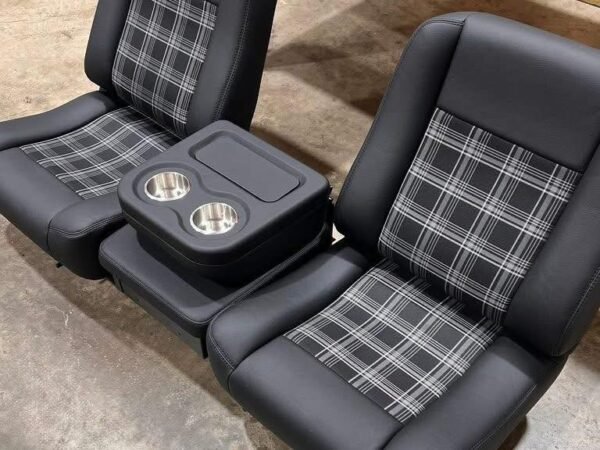 1986 C10 Bucket Seats Built in black vinyl with plaid inserts