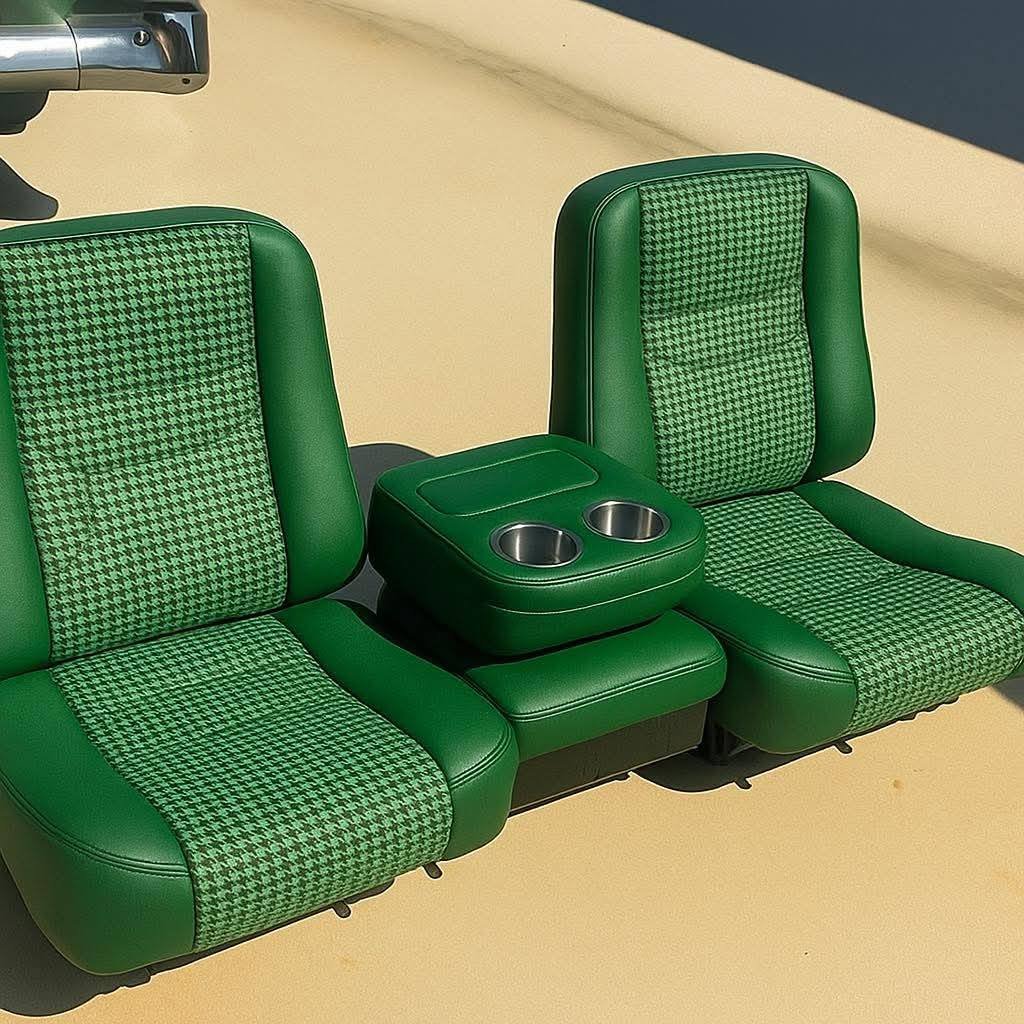 Custom Green Houndstooth Seats for 1988–1998 Chevy C10 OBS