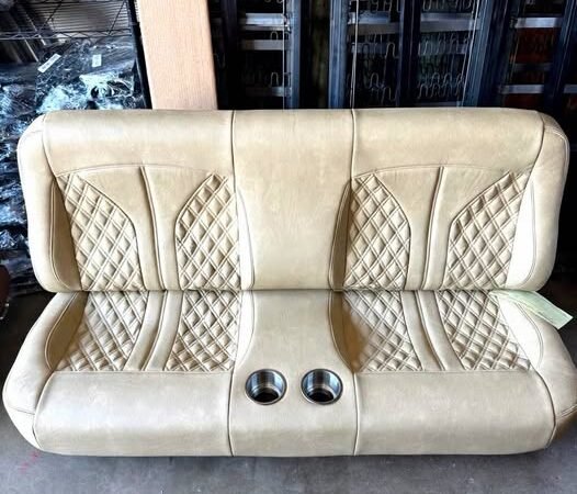 Distressed parchment (beige color) double diamond yoke with center bolsters and SS cups