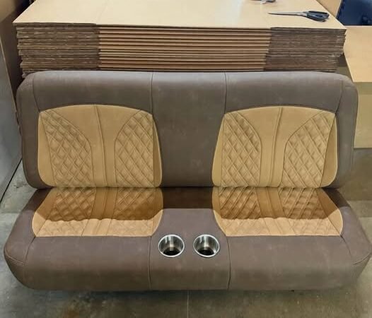 Distressed brown double diamond yoke with distressed camel inserts and wings