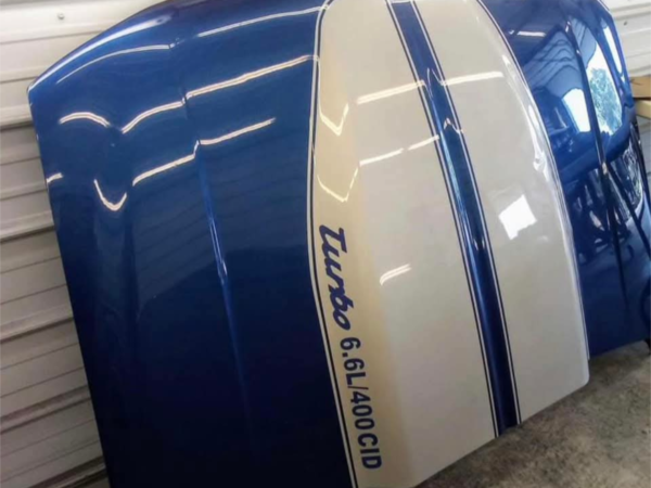 Custom 6.6L/400 CID Turbo Style Cowl Hood Blue & White- Performance Look