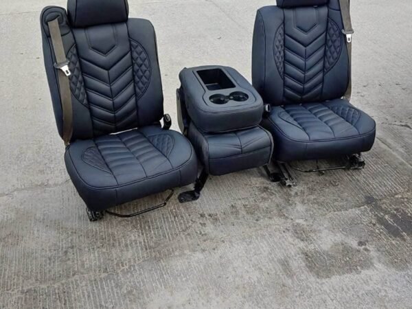 Custom Black Leather 60/40 Bench Seat with Center Console for Chevy/GMC Trucks