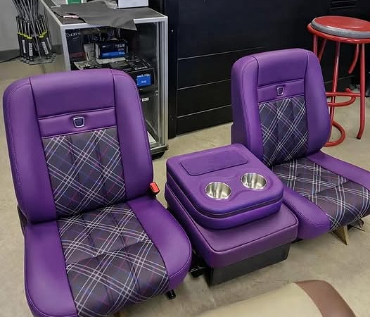 Custom Purple Plaid Seats for 1988–1998 Chevy C10 OBS